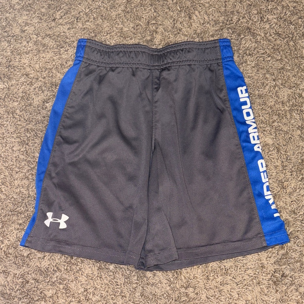 Under Armour Black Athletic Shorts with Royal Blue Side Panels